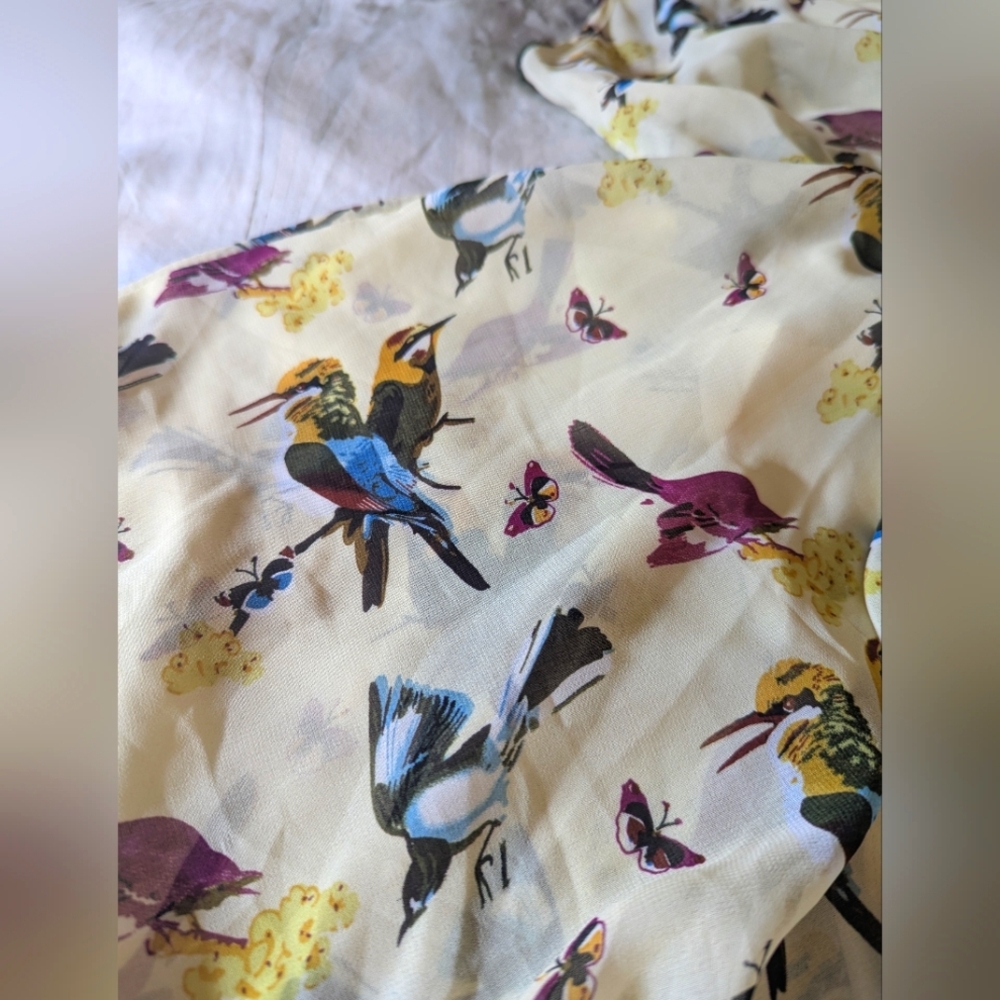Glamorous | Light Yellow High-low Dress with Bird Motif Vintage Y2K
